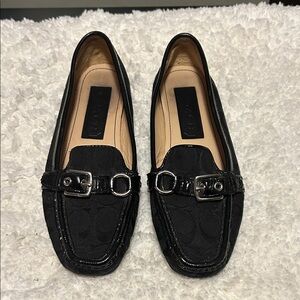 Coach Black Women's Loafers with Silver Buckle